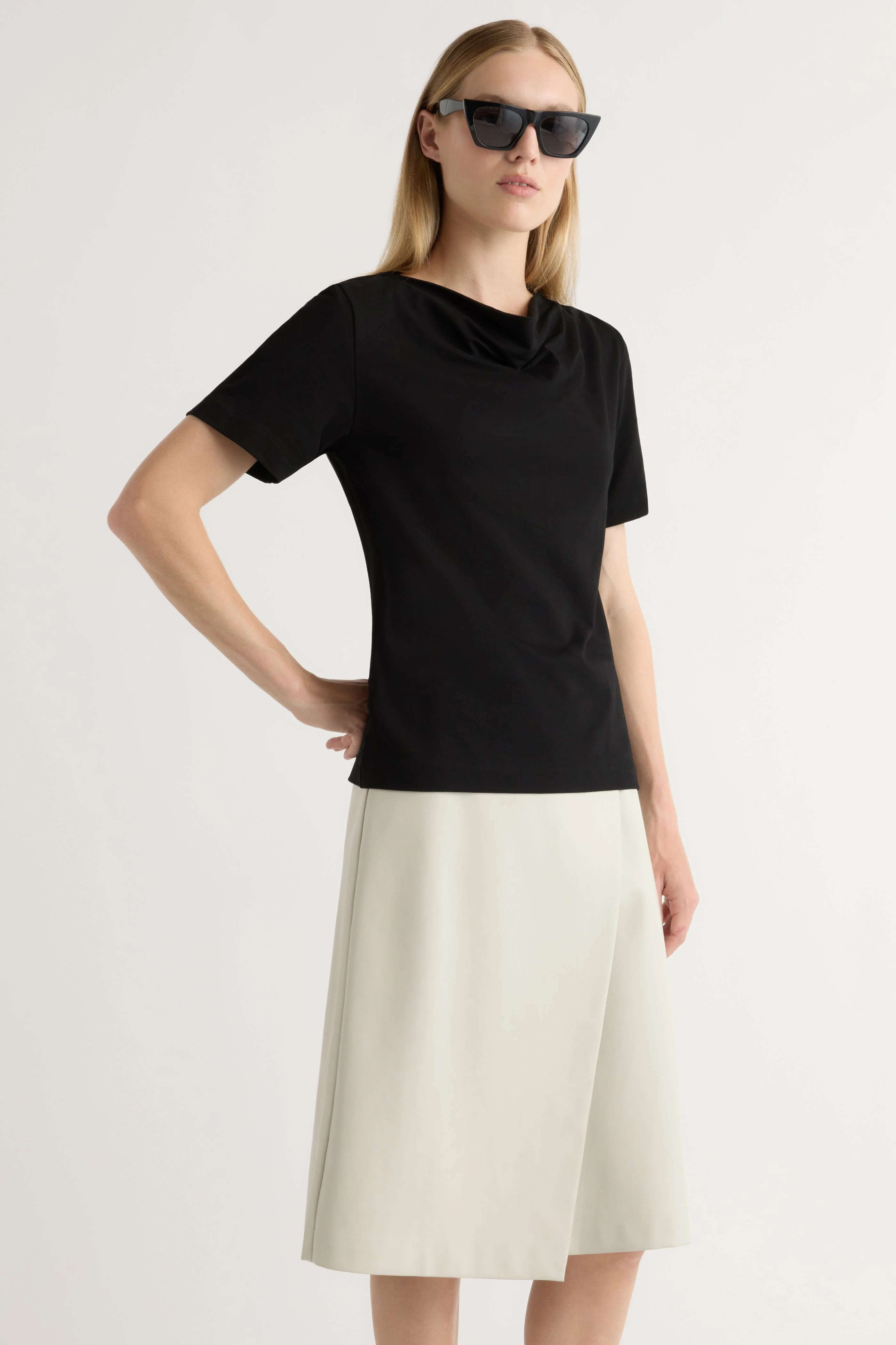 Alba Asymmetric Vegan Leather Skirt - Image 3