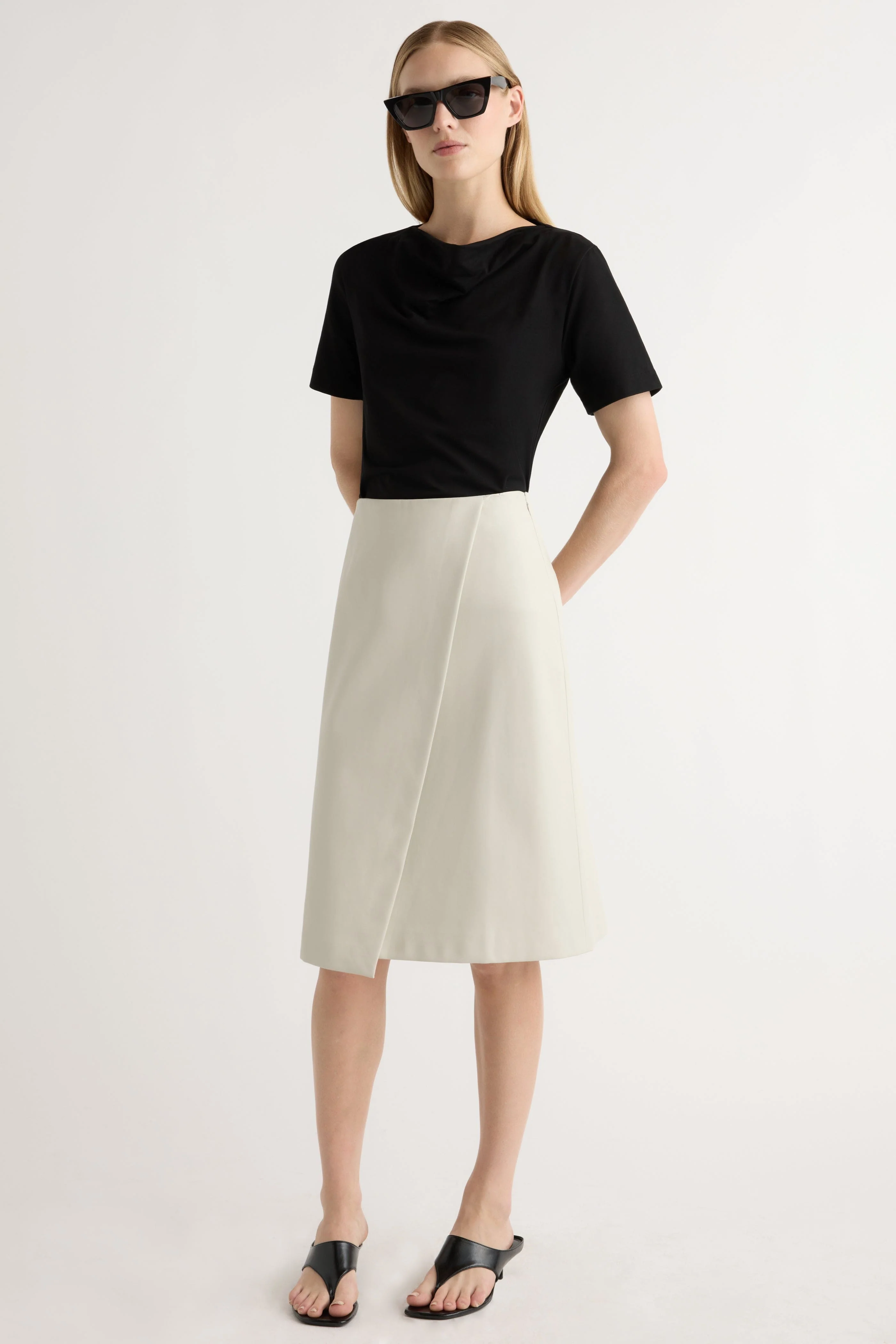 Alba Asymmetric Vegan Leather Skirt - Image 4
