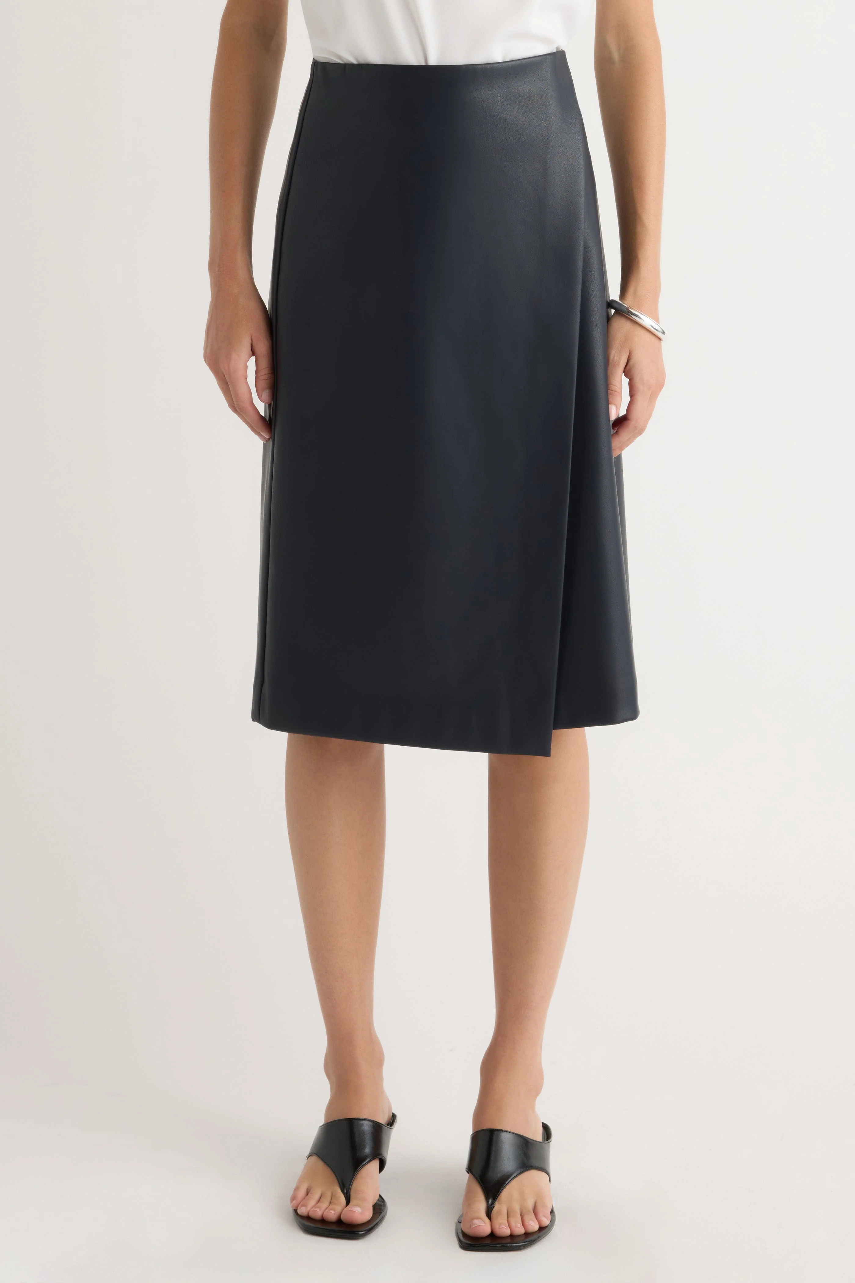 Alba Asymmetric Vegan Leather Skirt - Image 3
