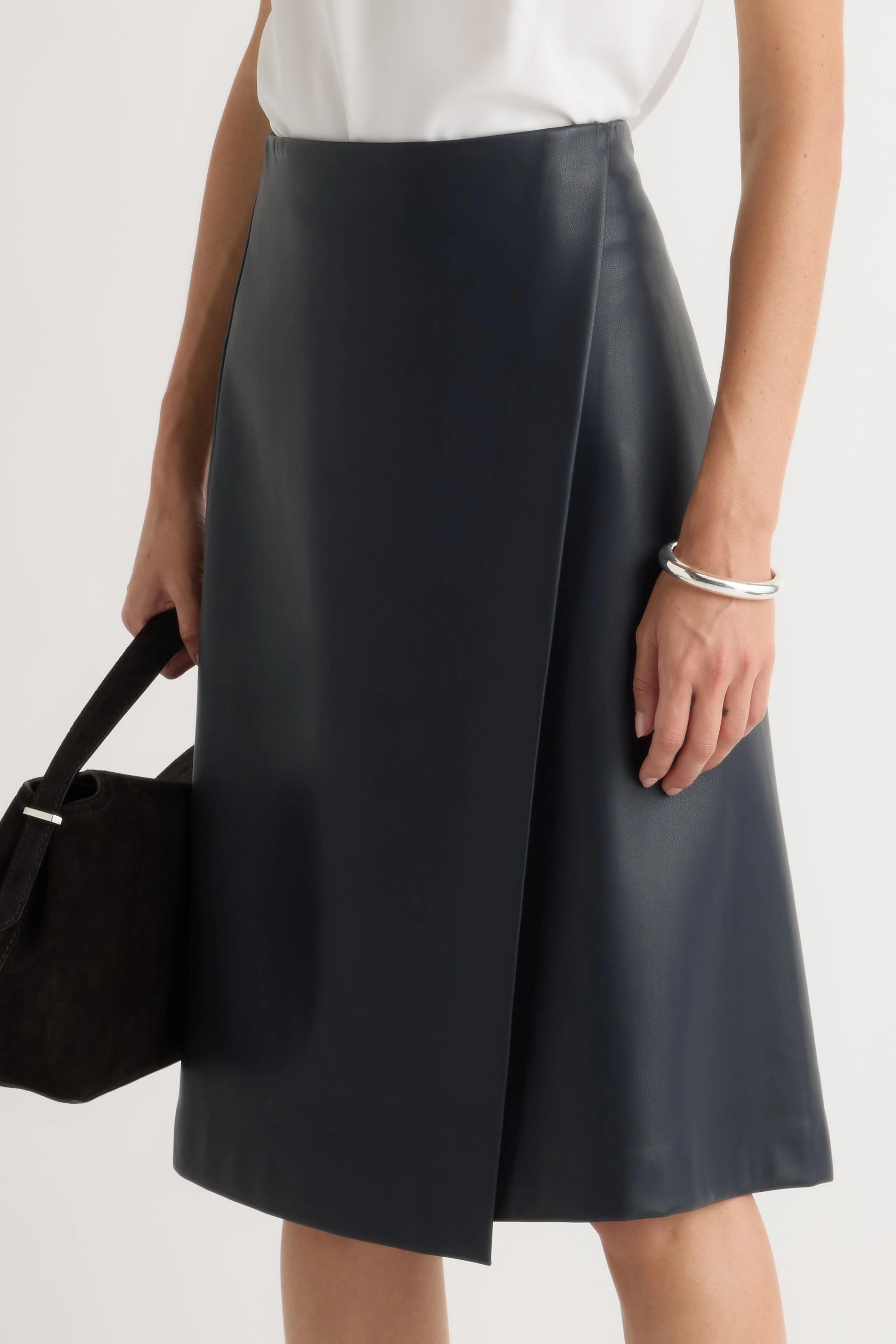 Alba Asymmetric Vegan Leather Skirt - Image 5