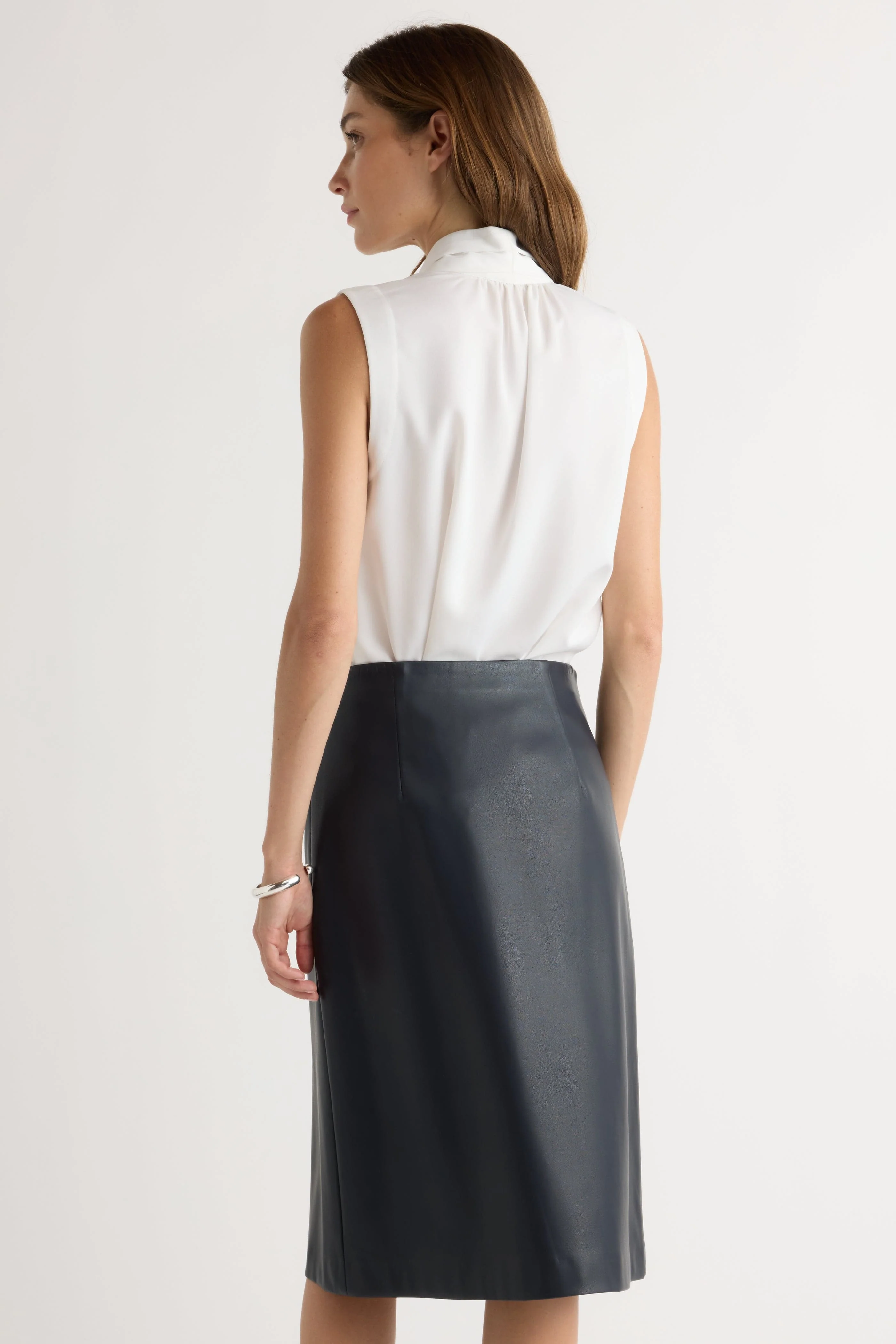 Alba Asymmetric Vegan Leather Skirt - Image 6