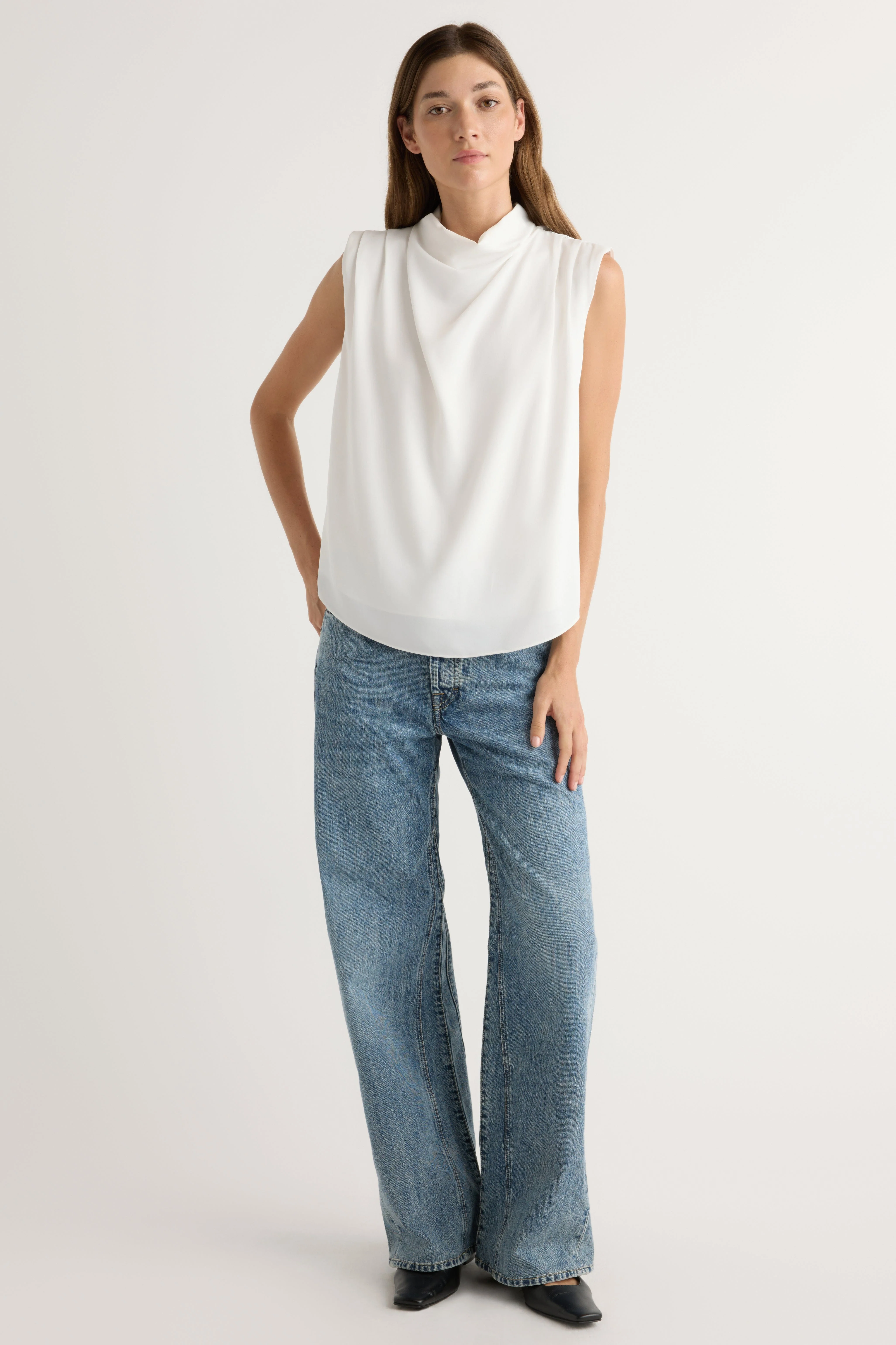 Allegra Gathered-Neck Sleeveless Blouse - Image 7