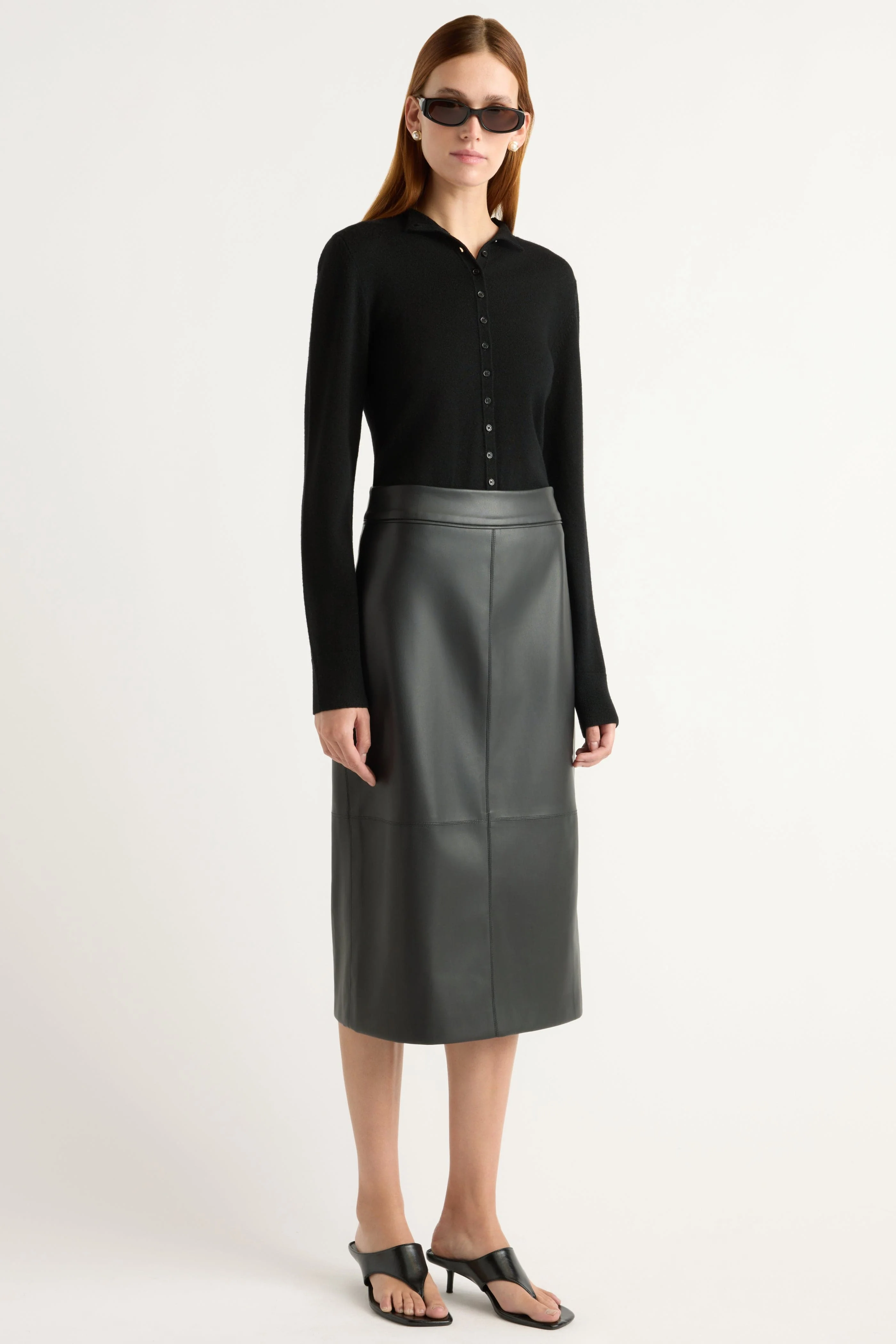 Briony Back-Slit Vegan Leather Skirt - Image 6