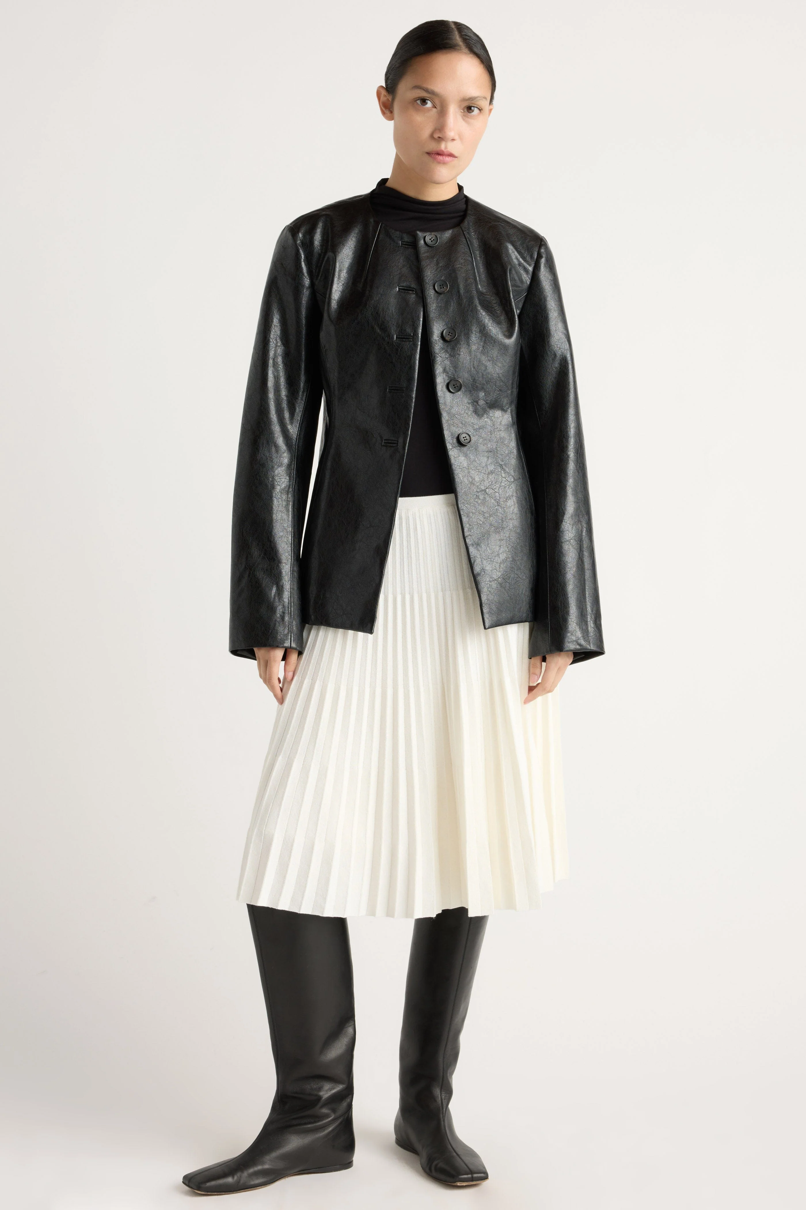 Maddox Sculpted Vegan Leather Blazer - Image 5