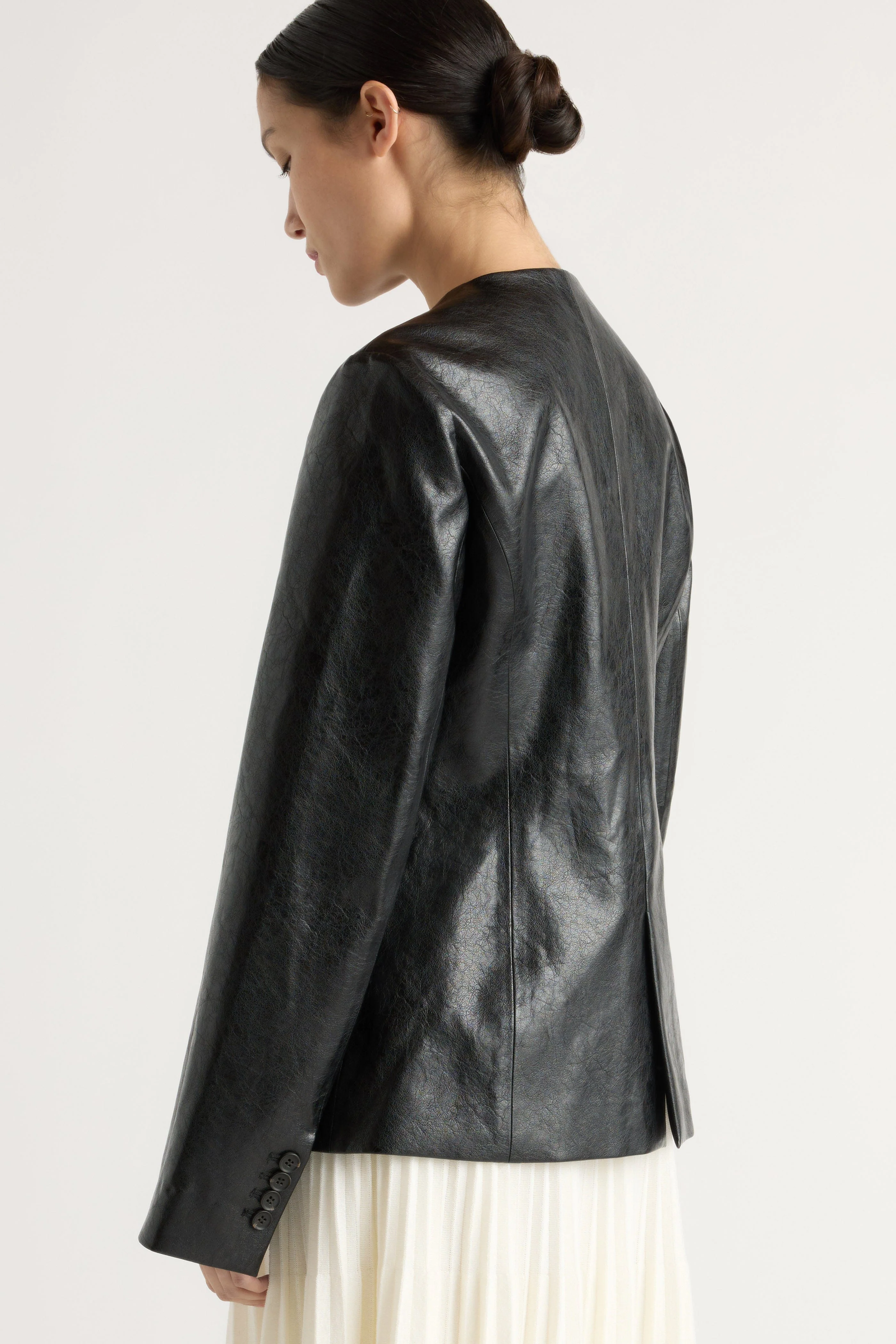 Maddox Sculpted Vegan Leather Blazer - Image 7