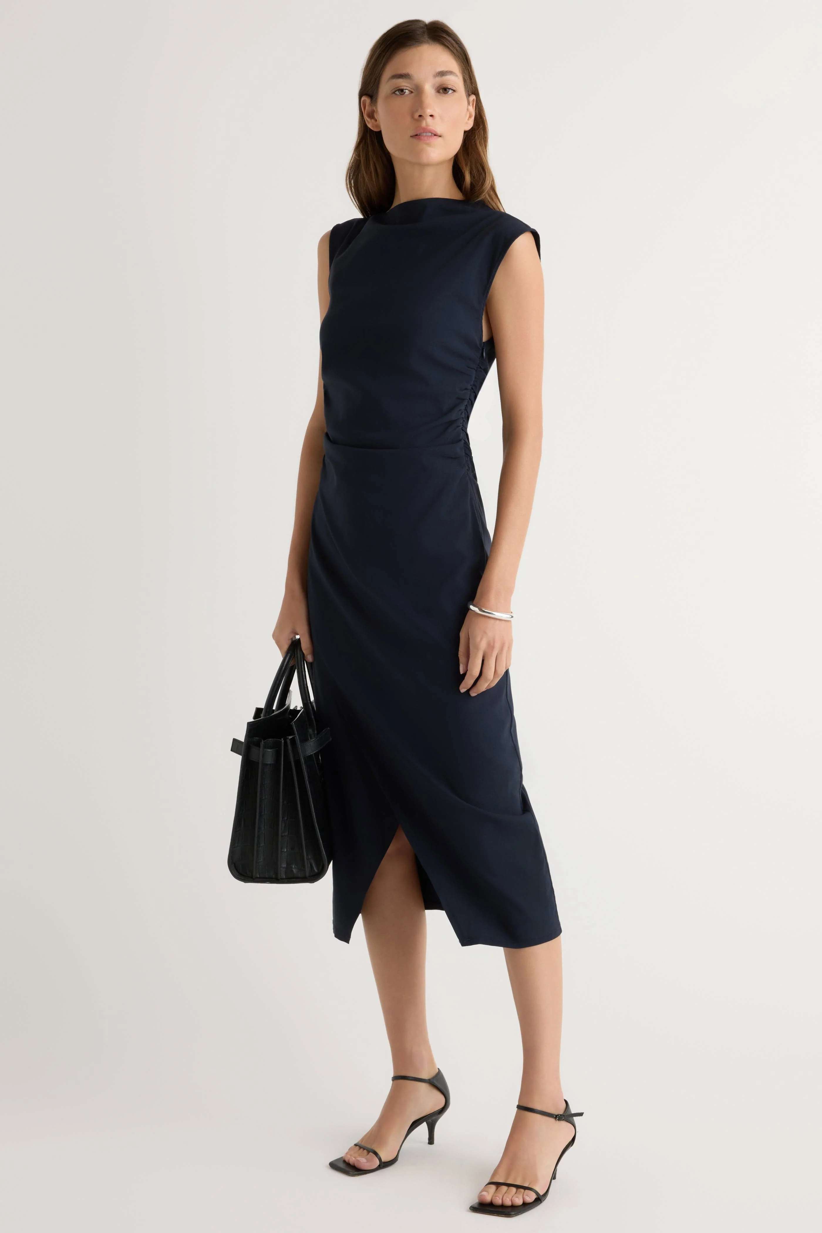 Manon Asymmetric-Neck Ruched Dress - Image 4