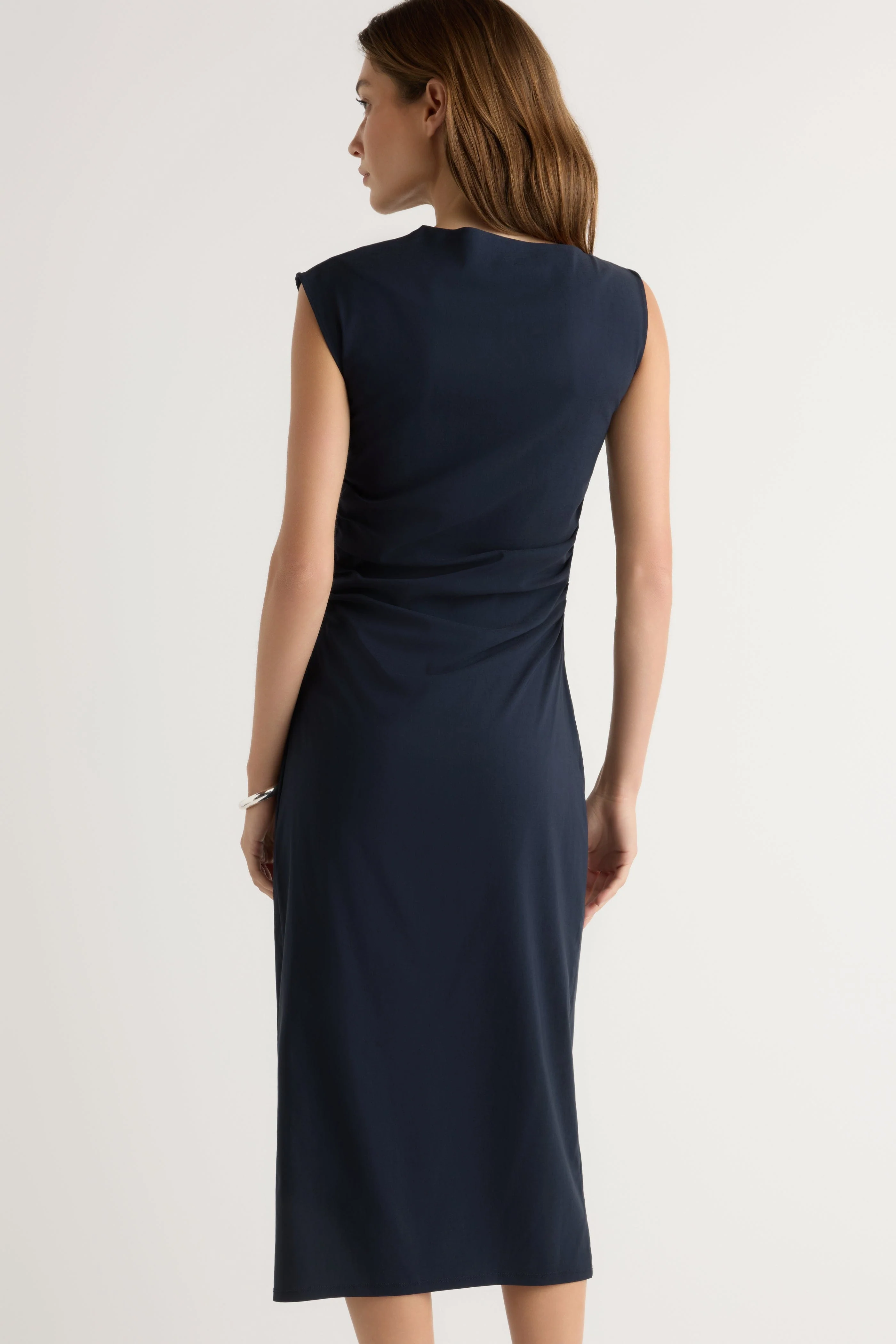 Manon Asymmetric-Neck Ruched Dress - Image 7