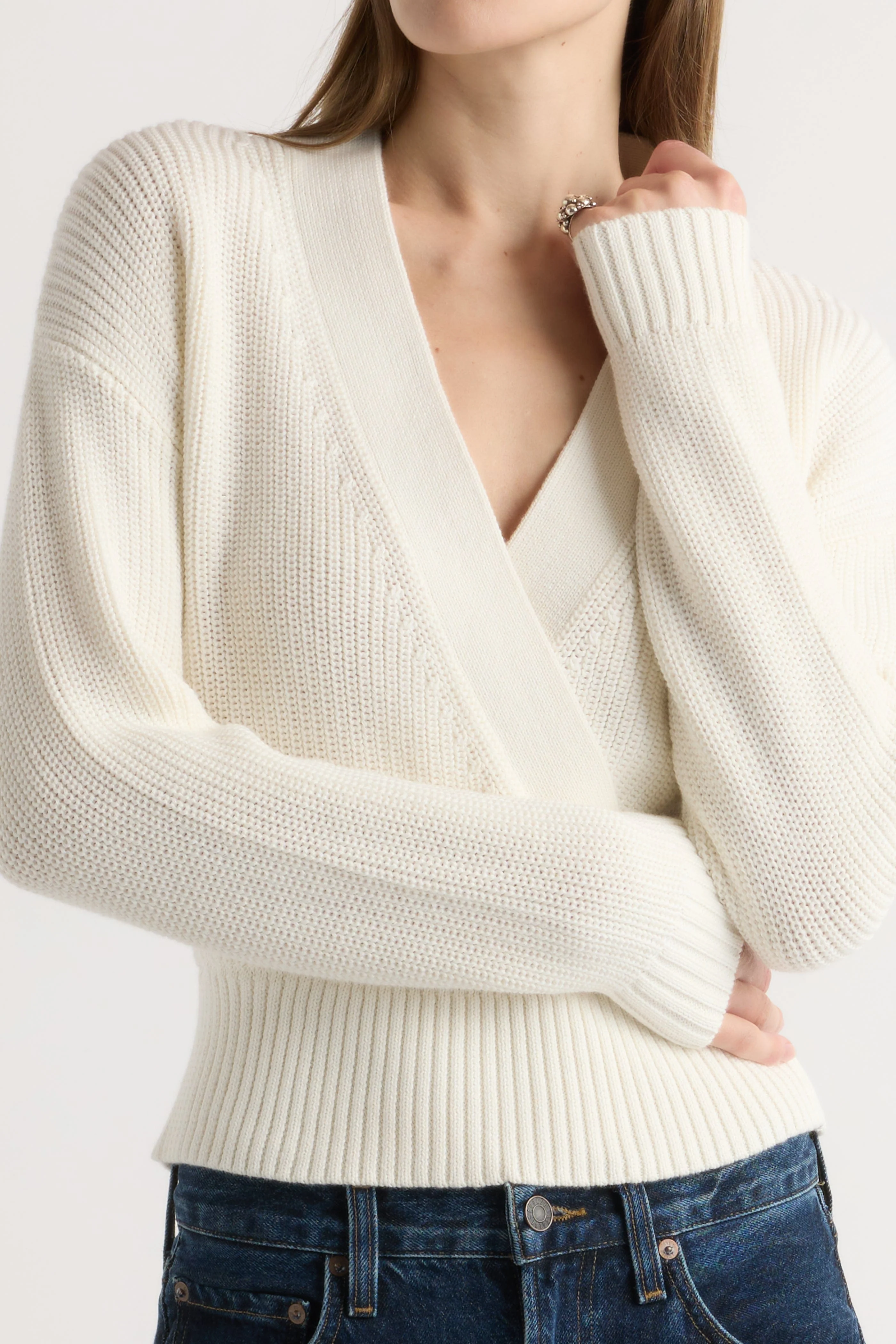 Maren Cropped V-Neck Sweater - Image 3