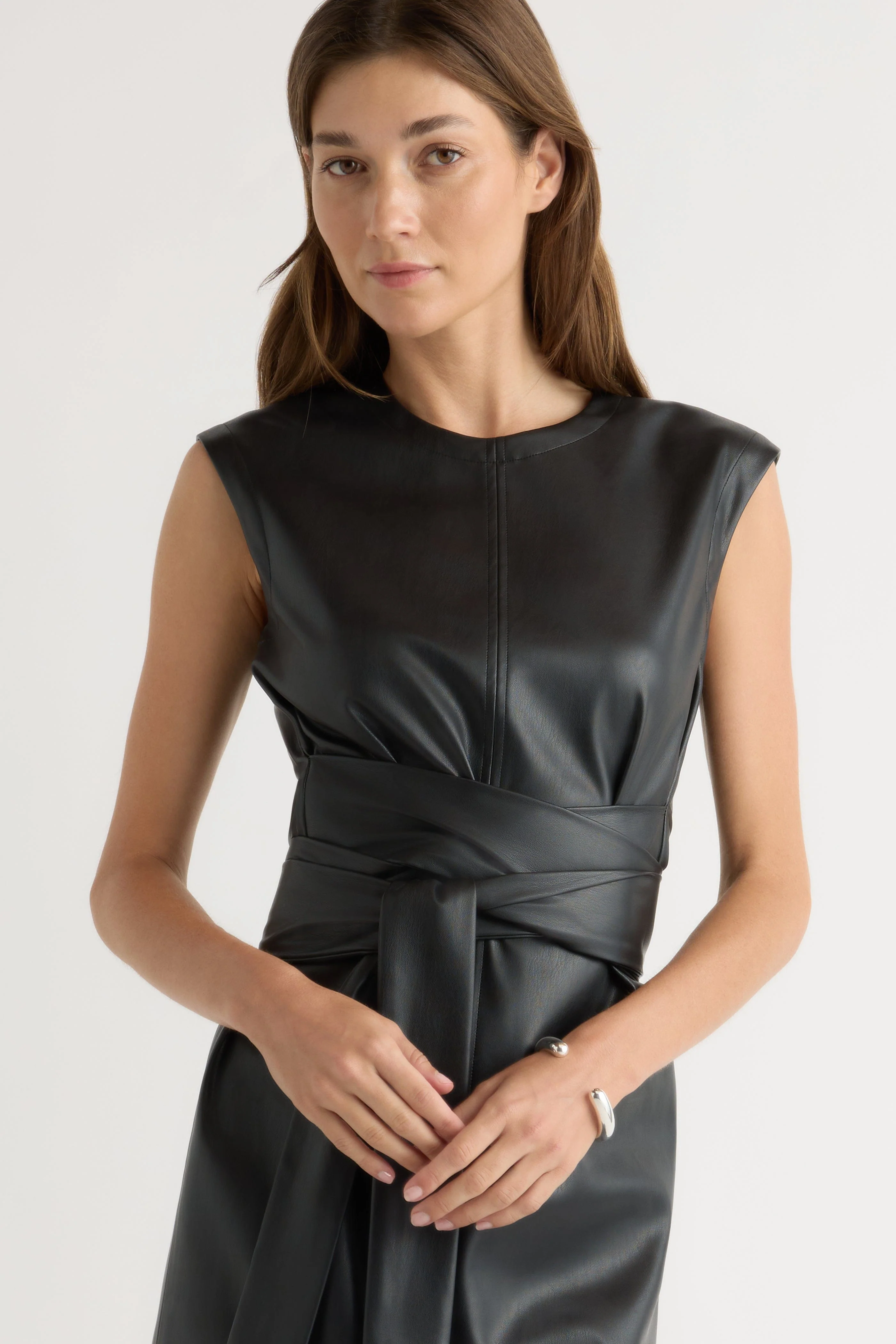 Pilar Vegan Leather Tie-Front Dress - Image 3