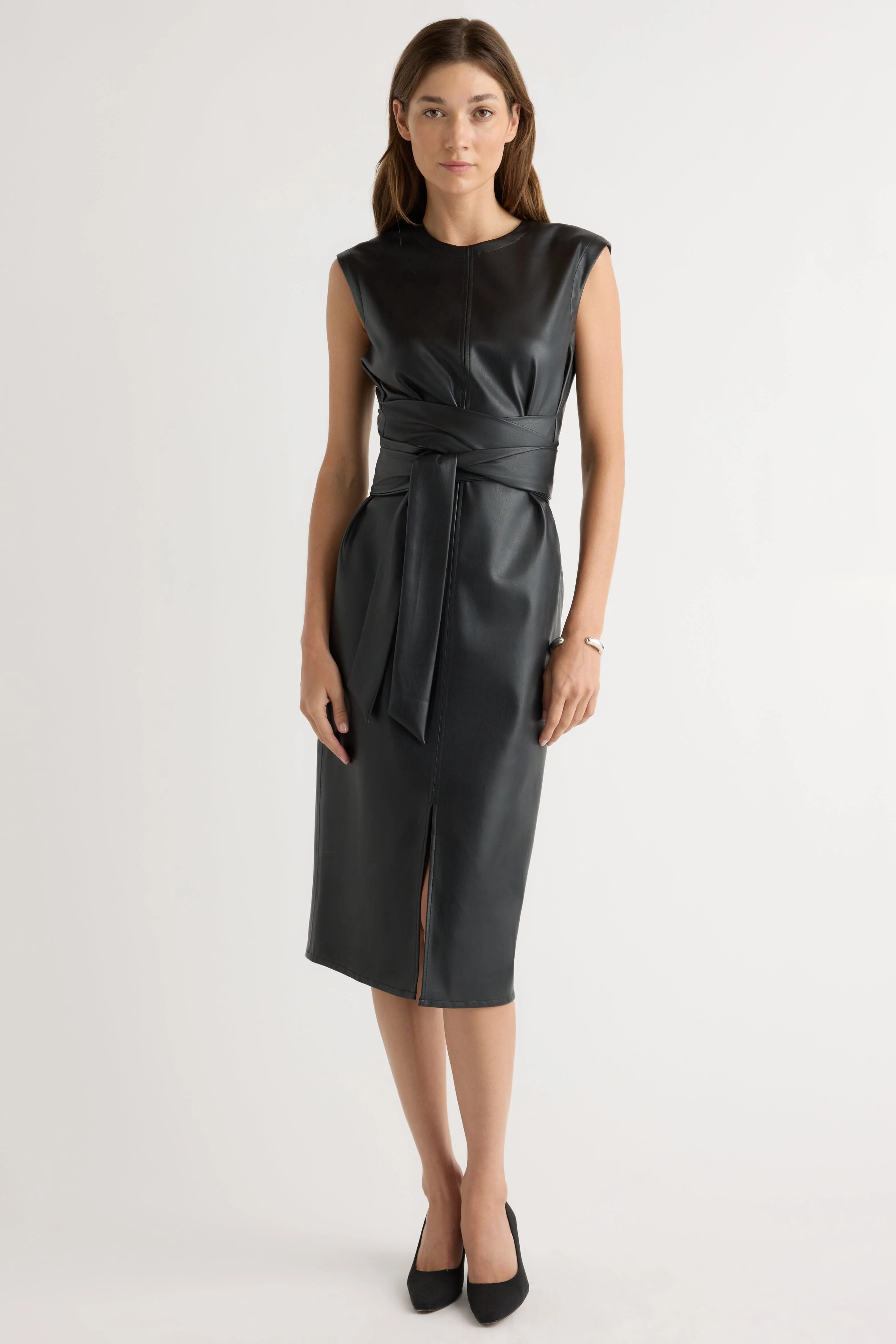 Pilar Vegan Leather Tie-Front Dress - Image 4