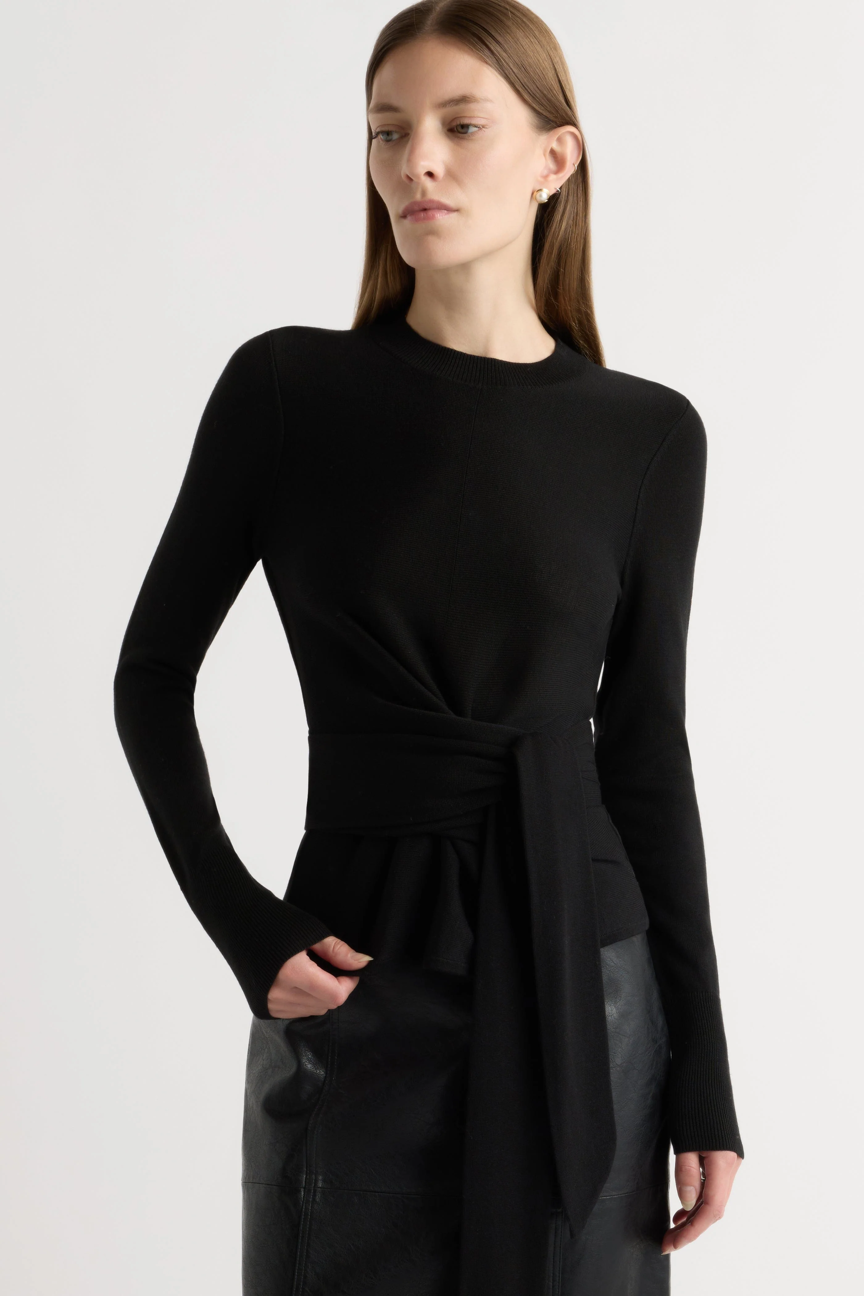 Robin Tie-Front Tencel-Wool Sweater - Image 4