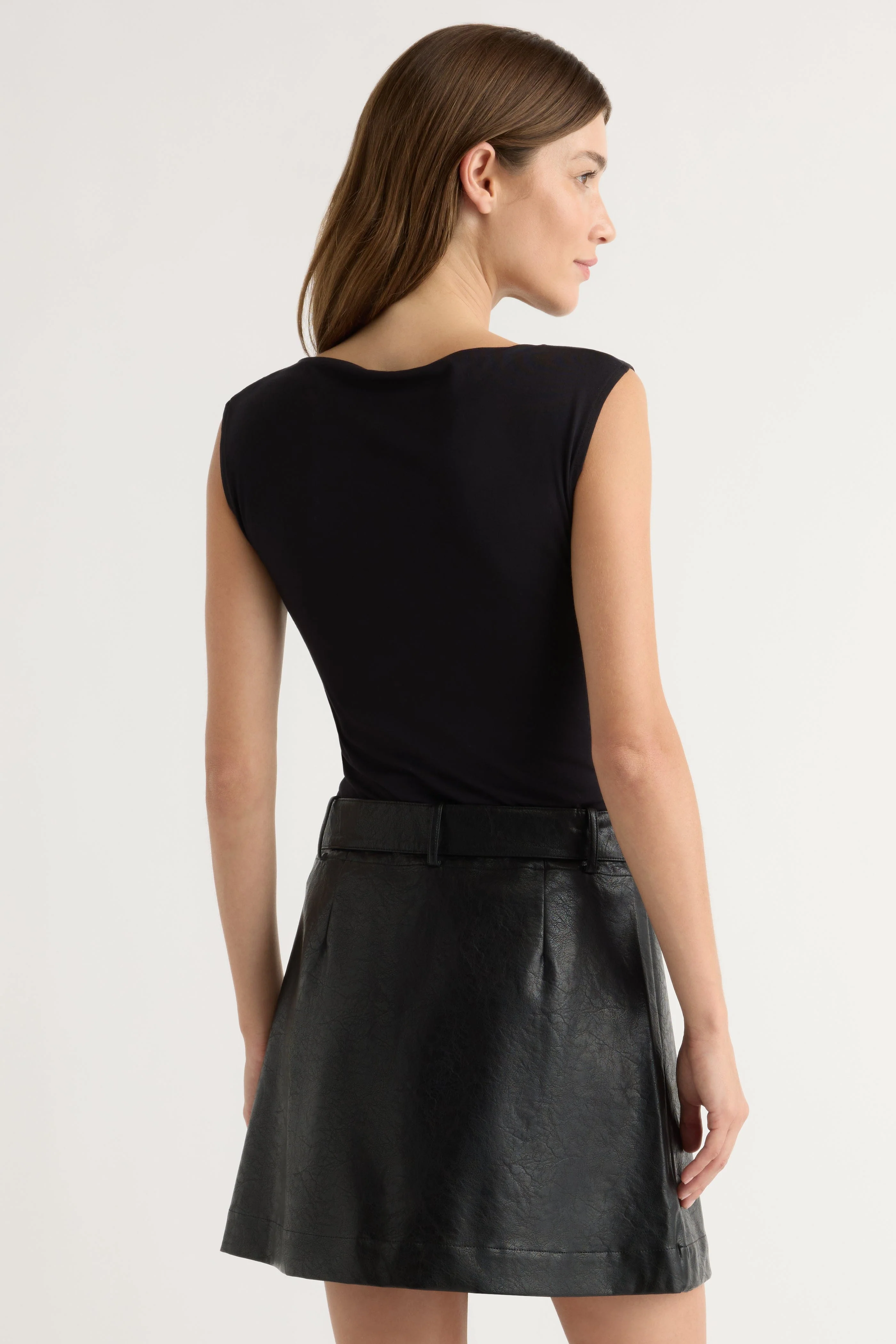 Tanner Vegan Leather Wrap Skirt - Image 6